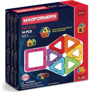 Magformers Basic Set- bouwset 14 stuks- magnetisch speelgoed- speelgoed 3,4,5,6,7 jaar jongens en meisjes– Montessori speelgoed- educatief speelgoed- constructie speelgoed