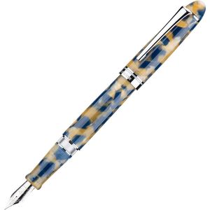 Zuiger Vulpen Bruin Marmeren Hars Fijne Penpunt Zilveren Trim Gladde Schrijver Collectie met Pen Case Gift Set - P50