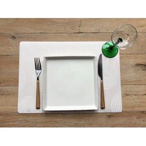 Hoogwaardige Stijlvolle Placemat - Jacquard - Soepel - Duurzaam -  Set van 12 - 30 cm x 45 cm - Kobe Ecru