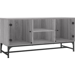 vidaXL-Tv-meubel-met-glazen-deuren-102x37x50-cm-grijs-sonoma-eiken