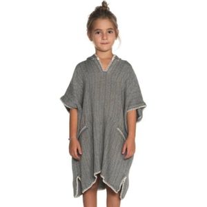 Lalay Strandponcho ZigZag Black - maat 2-3 jaar - jongens/meisjes/unisex pasvorm - poncho handdoek voor kinderen met capuchon - zwemponcho - badcape