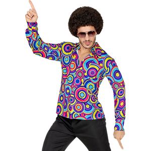 Widmann - Hippie Kostuum - Jaren 70 Prins Van De Dansvloer Shirt Man - Multicolor - XXL - Carnavalskleding - Verkleedkleding