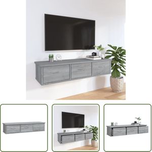 The Living Store Zwevende TV-Kast - Grijs Sonoma Eiken - 88x26x18.5 cm - BE