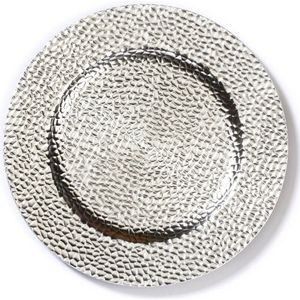 Inge Christmas goods Kaarsenbord/plateau - zilver - kunststof - D33 cm - Kaarsenonderzetter