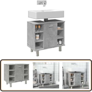 vidaXL Badkamerkast - 60x32x53,5 cm - Betongrijs Badkamerkast - Badkamerkasten -kast - Rek