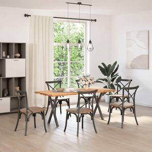 The Living Store Eettafel rechthoekig 180x80x74 cm massief eikenhout lichtbruin - Eetkamertafel - Houten Tafel - Oak Wood Tafel - Salontafel - Grote Tafel