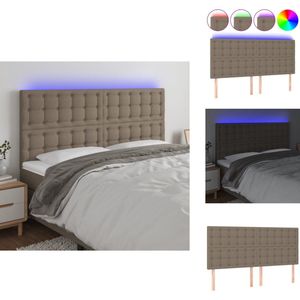 vidaXL Hoofdbord - Hoofdborden - Hoofdeinde - Houten Hoofdbord - Hoofdbord LED 180x5x118/128 cm stof taupe