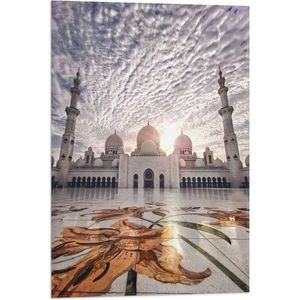 WallClassics - Vlag - Moskee in Abu Dhabi - Sjeik Zayed Moskee - 50x75 cm Foto op Polyester Vlag