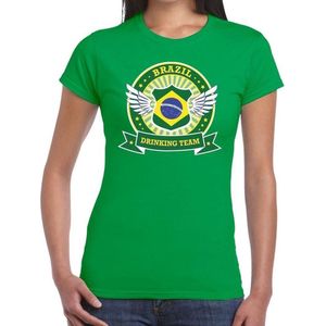 Groen Brazil drinking team t-shirt groen dames - BraziliÃ« kleding L