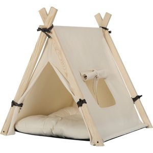 Happyment Teepee tent Diva - Huisdier - Tipi tent hond - Hondenkooi - Kattenmand, Hondenmand, Hondentent, Kattentent - Creme - 45 x 55 x 45 cm