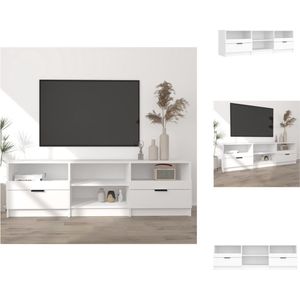 vidaXL TV-meubel - Trendy - Tv-meubels - Afmetingen- 150x33.5x45 cm - Kleur- Wit - Materiaal- Bewerkt hout - Kast