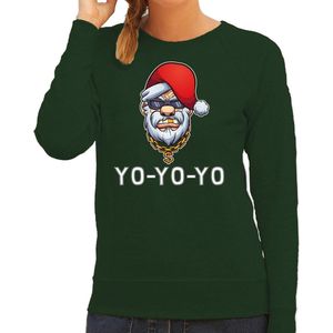 Gangster / rapper Santa foute Kerstsweater / kersttrui groen voor dames - Kerstkleding / Christmas outfit XXL