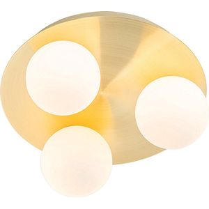 QAZQA Cederic - Moderne Plafondlamp - 3 Lichts - Ø 23 cm - Goud/Messing - Buitenverlichting