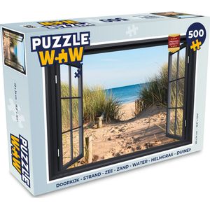 Puzzel Doorkijk - Strand - Zee - Zand - Water - Helmgras - Duinen - Legpuzzel - Puzzel 500 stukjes