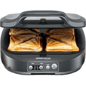Tosti Apparaat - 4 Sandwiches - Tosti Ijzer - LED Display - Anti Aanbaklaag - Soft Touch Knoppen