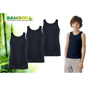 Bamboo - Onderhemden Kinderen Jongens - Hemden Jongens - 3-pack - Navy - 122-128 - Hemd Jongens - Tanktop - Singlet - Kleding Jongens - Ondergoed Jongens