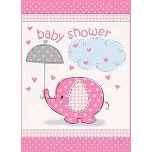 Uitnodigingen Baby shower roze olifant