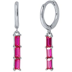 LILI Bar Oorringen / Oorbellen | Pink/Silver | Ø 10 mm | 20 x 5 mm | 925 Silver