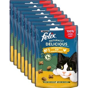 8x Felix Naturally Delicious Kip - Kattensnack - 50g