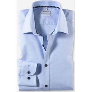 OLYMP Level 5 body fit overhemd - lichtblauw structuur (contrast) - Strijkvriendelijk - Boordmaat: 40