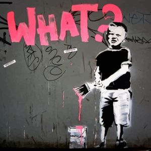 BANKSY Boy Paintbrush WHAT? Canvas Print