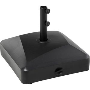 Parasolstandaard - Parasolvoet - met Wielen - voor Ø38-48 mm Parasolstang - Zand of Water Vulbaar - Metaal - 54.5 x 48 cm - Zwart