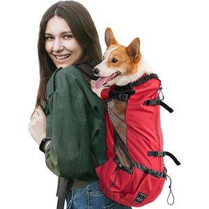 Bastix - Hondendraagrugzak, draagbare verstelbare hondenrugzak, geventileerde huisdierdraagrugzak, huisdierenrugzak voor wandelen, buitenshuis, wandelen, bergbeklimmen, reizen (L, rood)