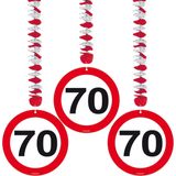 12x stuks Rotorspiralen 70 jaar verjaardag verkeersborden - Leeftijd feestartikelen/versieringen