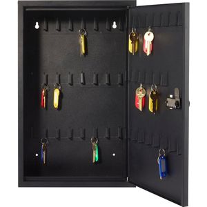 Wandgemonteerde sleutelkast combinatieslot met 50 haken afsluitbaar - veilig metalen kluis voor thuis en kantoor