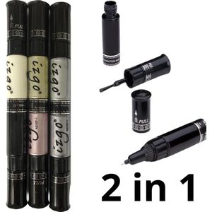 IZGO Naildesign 2 in 1 Nagellak DUO Nail Art Pen Metallic Shine set + zwart en wit pen