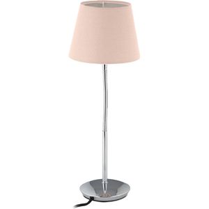Relaxdays tafellamp met kap - hoge schemerlamp - vensterbanklamp - nachtkastje - woonkamer - roze