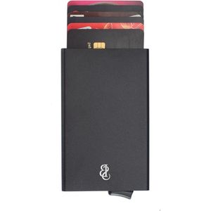 RFID-bescherming kaartenetui aluminium kaarthouder mini-portemonnee - slank, voor dames en heren - 7-8 kaarten - zwart