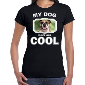 Britse bulldog honden t-shirt my dog is serious cool zwart - dames - Britse bulldogs liefhebber cadeau shirt L