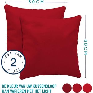 Kussensloop (Set van 2) – Rood Katoen - Voor Kussens 80 x 80 cm - 100% Jersey Katoen - Beddengoed Dubbel Bed Kussensloop - Kussenbeschermer - Bestendig en Hypoallergeen