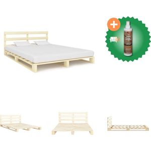 vidaXL Bedframe pallet massief grenenhout 180x200 cm - Bed - Inclusief Houtreiniger en verfrisser