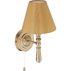 Relaxdays wandlamp binnen - muurlamp met lampenkap - lamp wandmontage - E14 - stof/metaal - messing