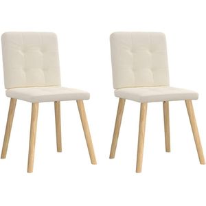 vidaXL Eetkamerstoelen - Set van 2 - Linnen - 110 kg Eettafelstoel - Eetkamerstoel - Linnen Stoel - Lounge Stoel - Modern Stoel