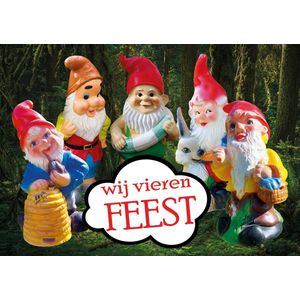 Vrolijke set met 10 dezelfde uitnodigingen voor een kinderfeestje (uitnodiging verjaardag voor kinderen) - Kabouters - invulbaar - Leuke Post - Set 8