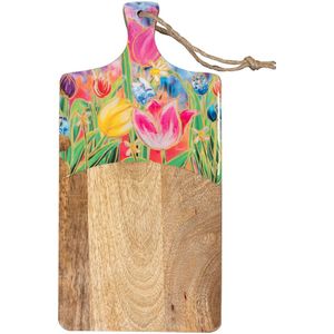 Kaasplank Dutch beauty spring - D35x16 H2 - decoratie plank - serveerplank Dutch Beauty Serveerplank – Tulpdesign – Kunstwerk van Rick Triest – Hout & Epoxy – 3D35x16 cm