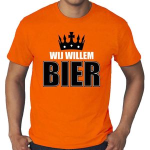 Grote maten Koningsdag t-shirt Wij Willem bier - oranje - heren - koningsdag outfit / shirts XXXL