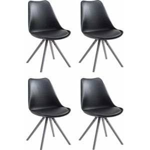 CLP Toulouse Set van 4 stoelen - Rond - Kunstleer zwart grijs