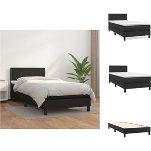 vidaXL Boxspringbed 1-persoons - 90x190cm - Kunstleer - Pocketvering Matras - Verstelbaar Hoofdbord - Bed