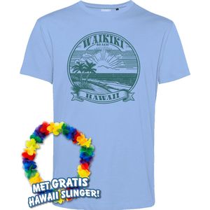 T-shirt Waikiki Beach | Toppers in Concert 2024 | Club Tropicana | Hawaii Shirt | Ibiza Kleding | Lichtblauw | maat XS