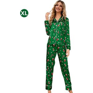 Livano Kerstpyjama - Kerst Pyjama - Christmas - Dames - Vrouwen - Volwassenen - Set - Broek - Shirt - Groen - Maat XL