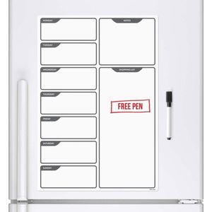 CKB Ltd Magnetische Weekplanner Whiteboard - Dagplanner - memobord - 42x29,7cm - Koelkast magneet - planbord - boodschappenlijstje