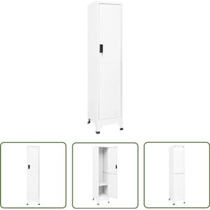 vidaXL Lockerkast - Wit - Staal - 38x45x180 cm Lockerkast - Staal Kast - Witte Kast - Kantooroplossing - Schoolmeubilair