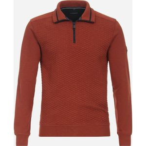 Casa Moda Halfzip Trui Structuur Rood - Maat 3XL - Heren - Schipperstrui
