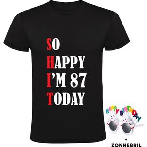 So Happy I'm 87 Today Heren T-shirt met leuke zonnebril - shit - feest - verjaardag - cadeau - verjaardagscadeau - 87 jaar