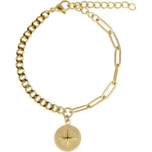 My Bendel Trendy goudkleurige armband met ster hanger - Trendy goudkleurige armband met ster hanger - Met luxe cadeauverpakking