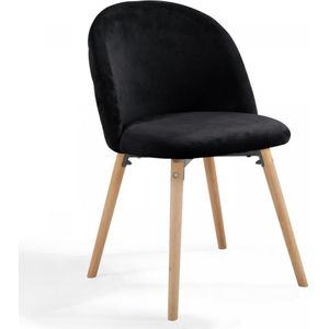 Miadomodo Eetkamerstoelen - Velvet - Fluweel - Houten Poten - Set van 8 - Zwart